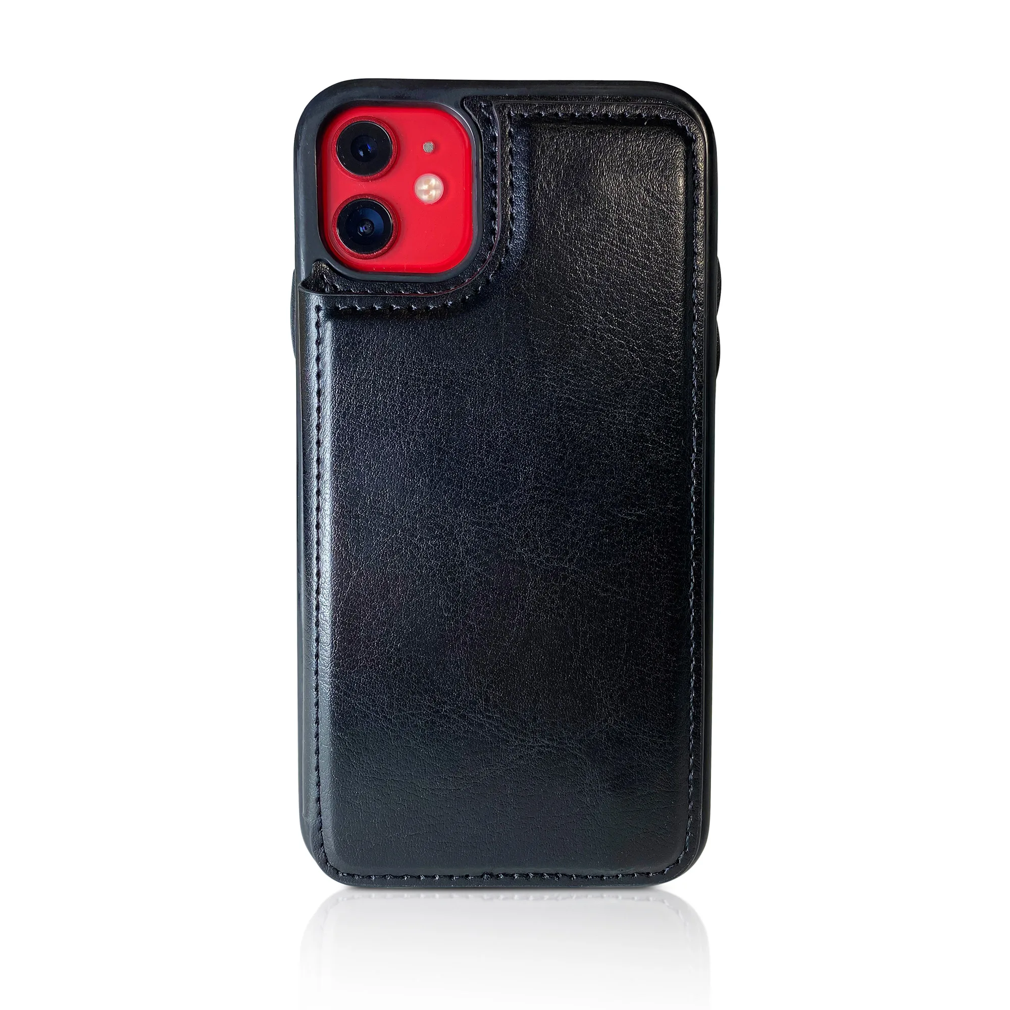 Billu - for iPhone 11 Pro Max (6.5-inch) Wallet Case Faux Leather Shockproof Kickstand (Elegant Black) - Image 4