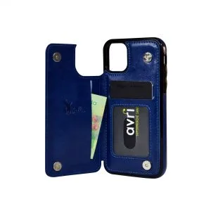 Billu - pour iPhone 11 (6.1 pouces) Étui portefeuille en similicuir antichoc (bleu élégant)