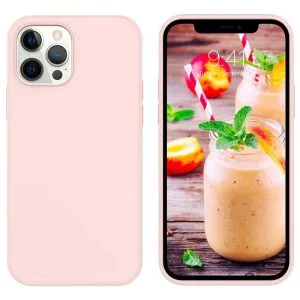 Étui pour iPhone 12 et iPhone 12 Pro Étui 5G 12 (6,1 pouces) Silicone Liquide Protecteur - Rose