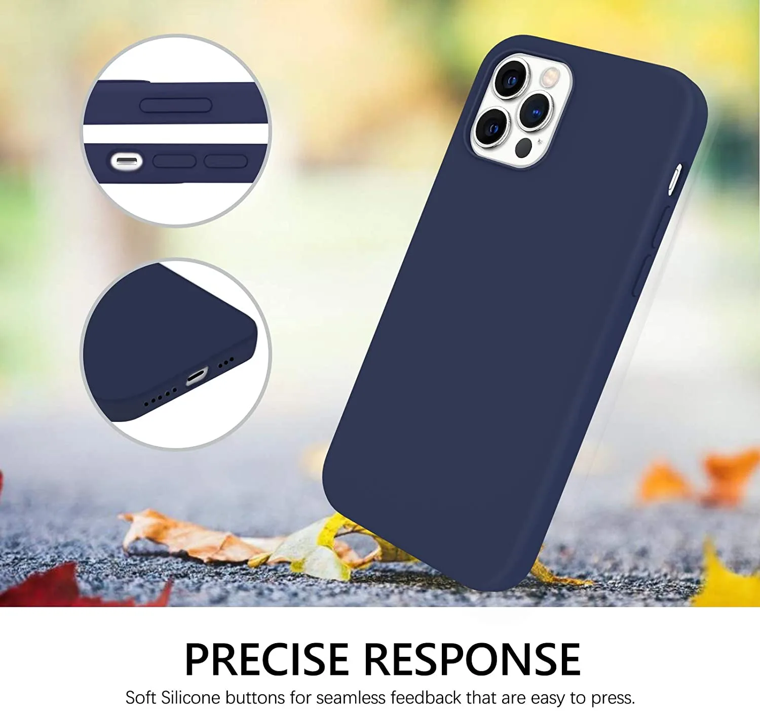 iPhone 12 Pro Max 2020 Liquid Silicone Gel Rubber Protective Cell Phone Case for iPhone 12 Pro Max 6.7" Midnight Blue - Image 4