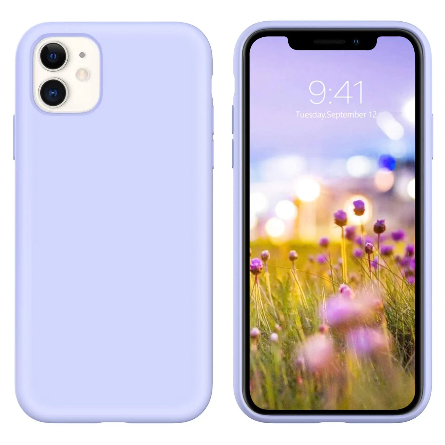 iPhone 12 Case iPhone 12 Pro Case 5G 12 6.1-inch Liquid Silicone Purple Lilac