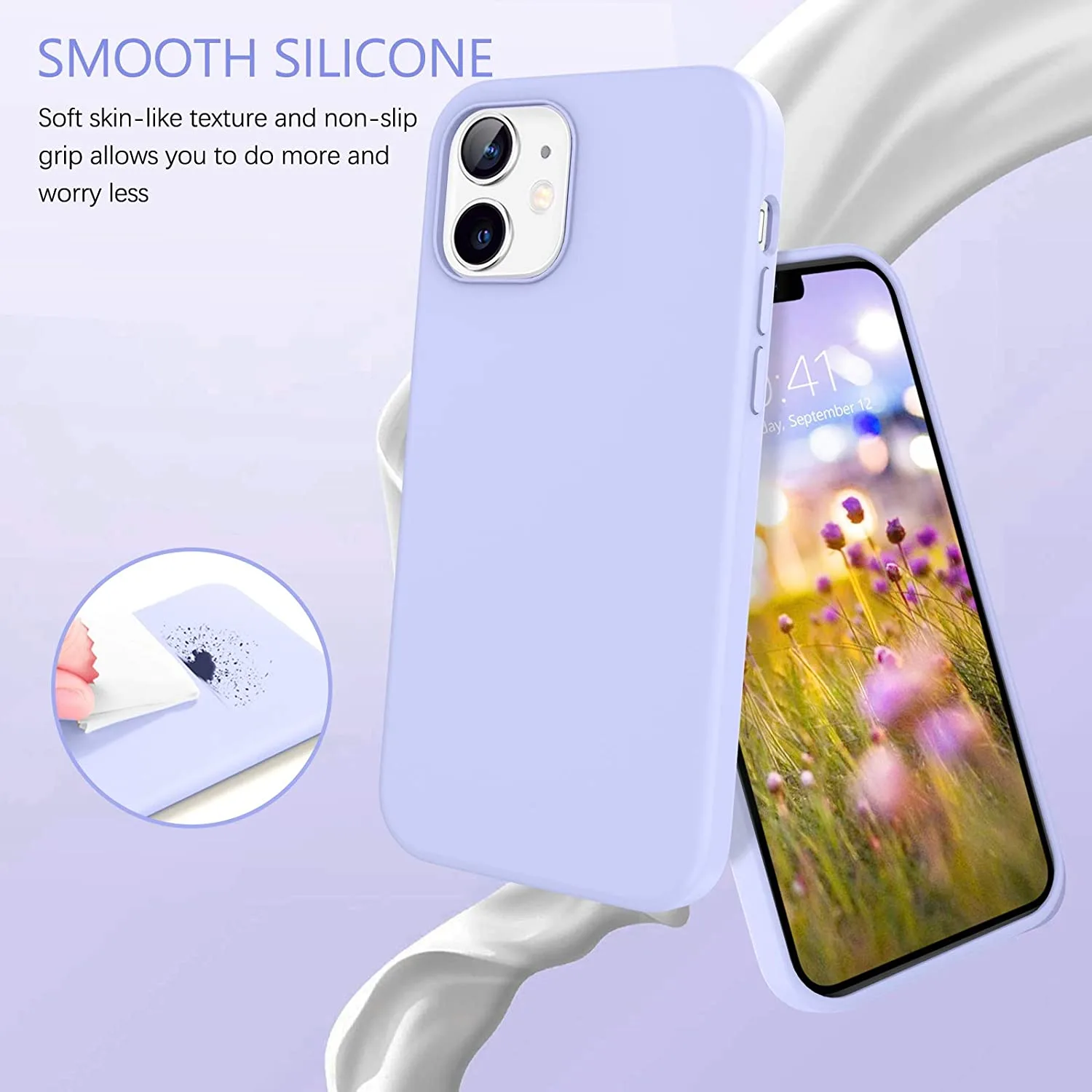 iPhone 12 Case iPhone 12 Pro Case 5G 12 6.1-inch Liquid Silicone Purple Lilac - Image 6