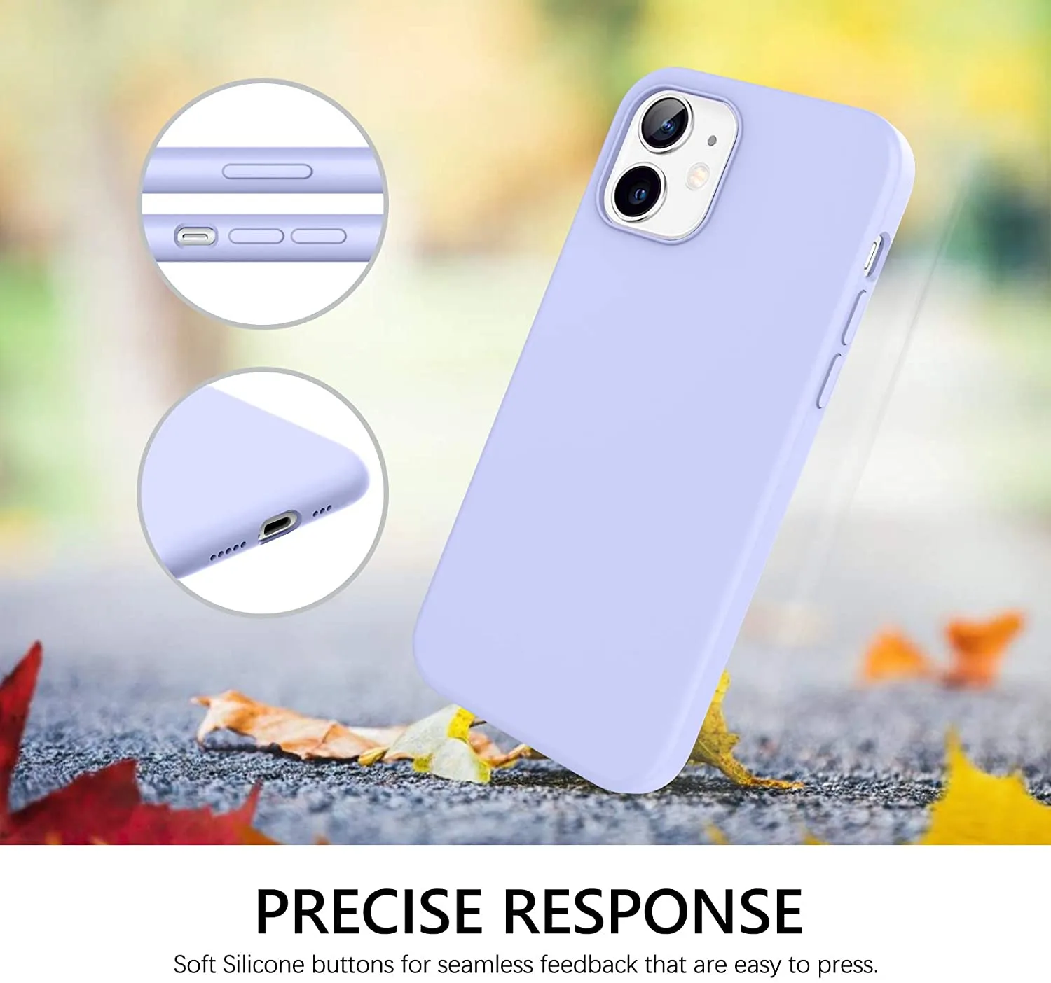 iPhone 12 Case iPhone 12 Pro Case 5G 12 6.1-inch Liquid Silicone Purple Lilac - Image 4