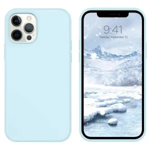 iPhone 12 Pro Max Case 6.7-inch 5G Liquid Silicone Soft Gel Rubber Shockproof Protective Anti-Scratch Phone Case for iPhone 12 Pro Max 2020 Sky Blue