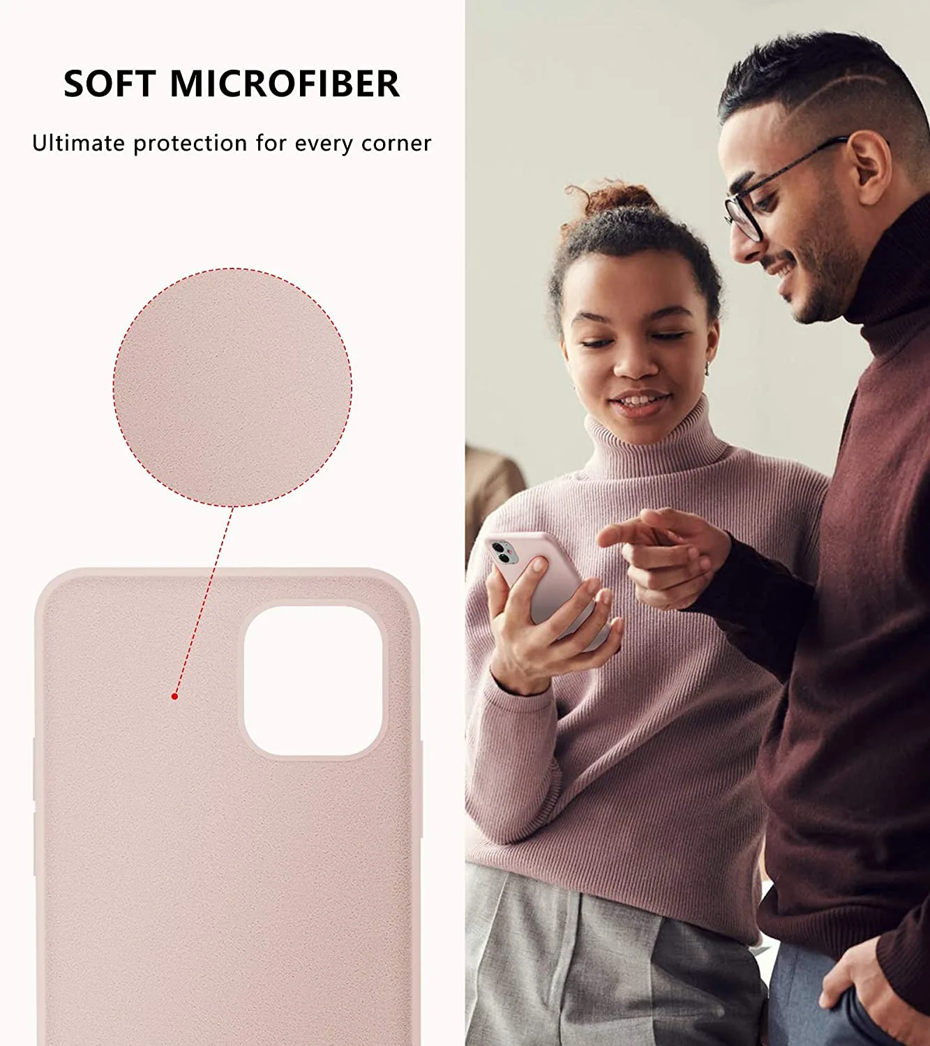 iPhone 12 Case/iPhone 12 Pro Phone Case 6.1 Inch (2020), [Silky and Soft Touch Series] Premium Liquid Silicone Gel Rubber Full-Body Protective Cover, Pink Sand - Image 5