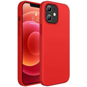 iPhone 12 Pro Max Case Liquid Silicone 6.7 Inch (2020), Soft Protective Cell Phone Cover, Red