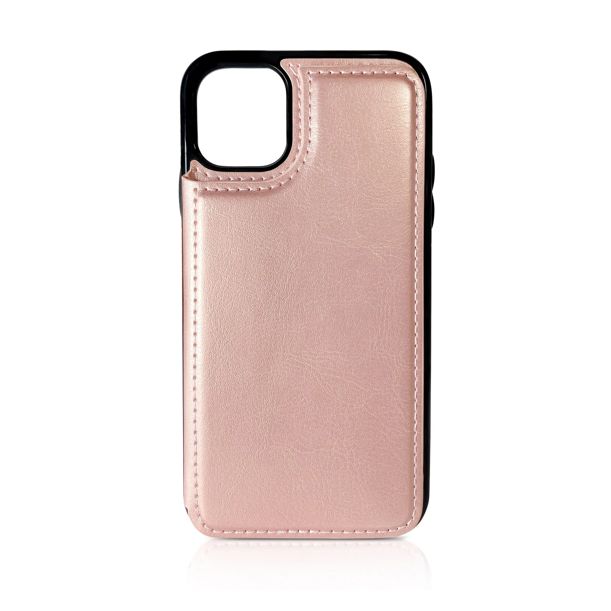 Billu - for iPhone 11 Pro Max (6.5-inch) Wallet Case Faux Leather Shockproof Kickstand (Pink Rose Gold) - Image 2