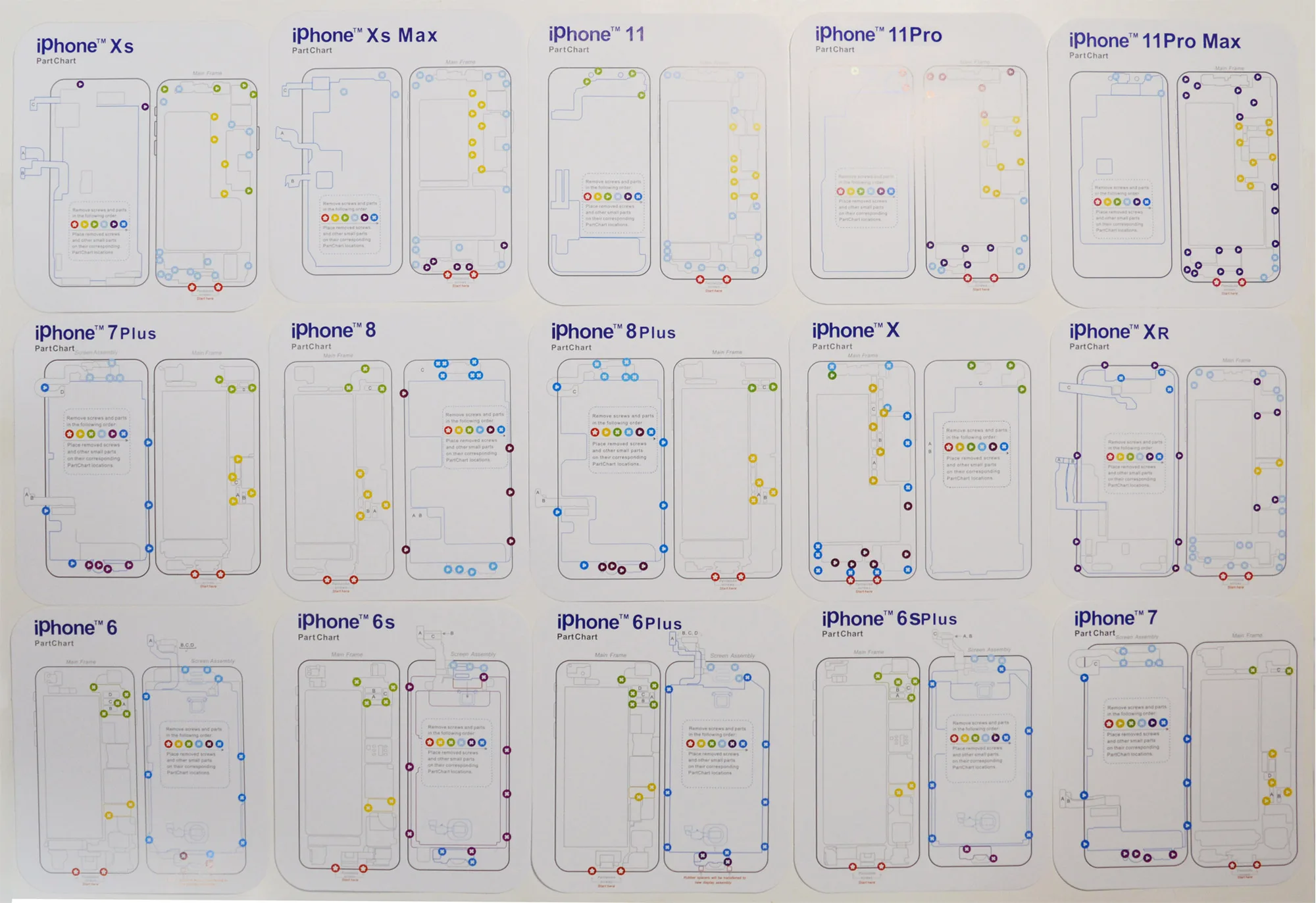 15 in 1 Magnetic Screw Pad Chart for iPhone 6 to 11 Pro Max Phone Repair Tool - Image 2