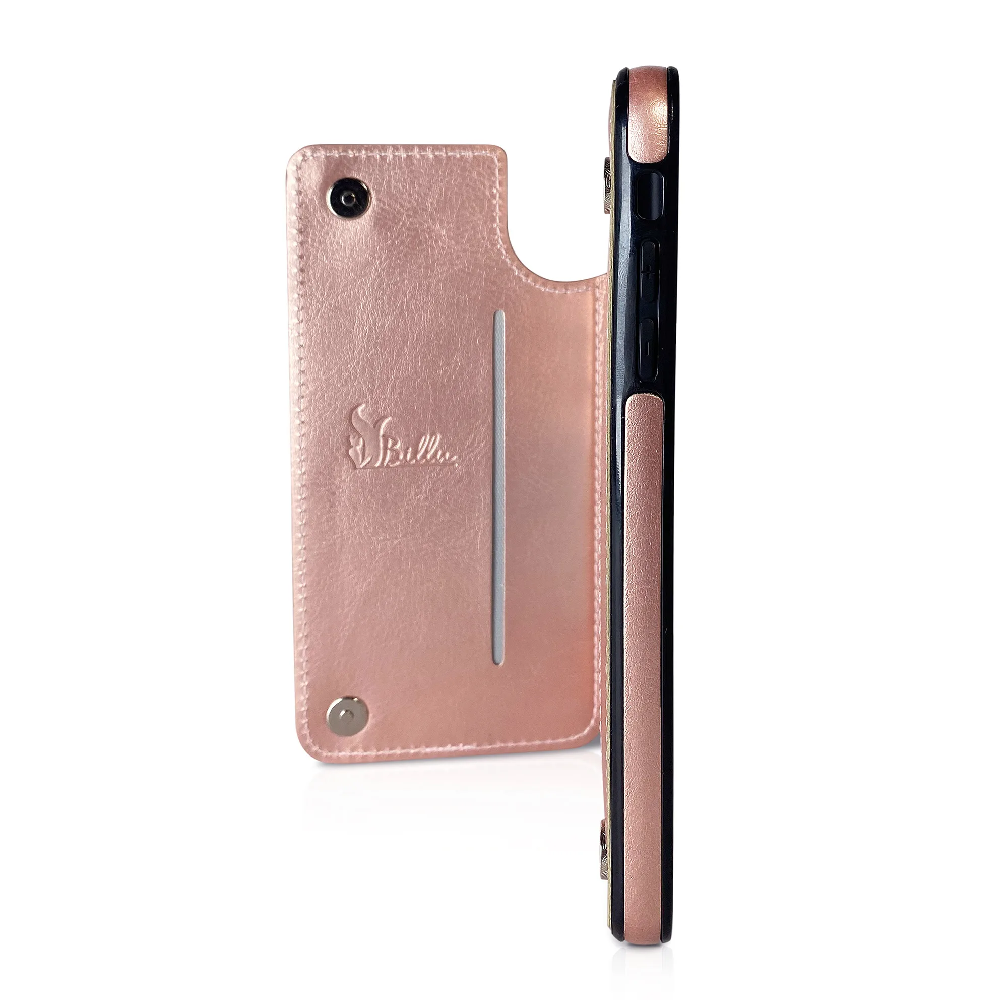 Billu - pour iPhone X et iPhone XS (5.8 pouces) Étui portefeuille en similicuir antichoc (rose gold) – Image 4