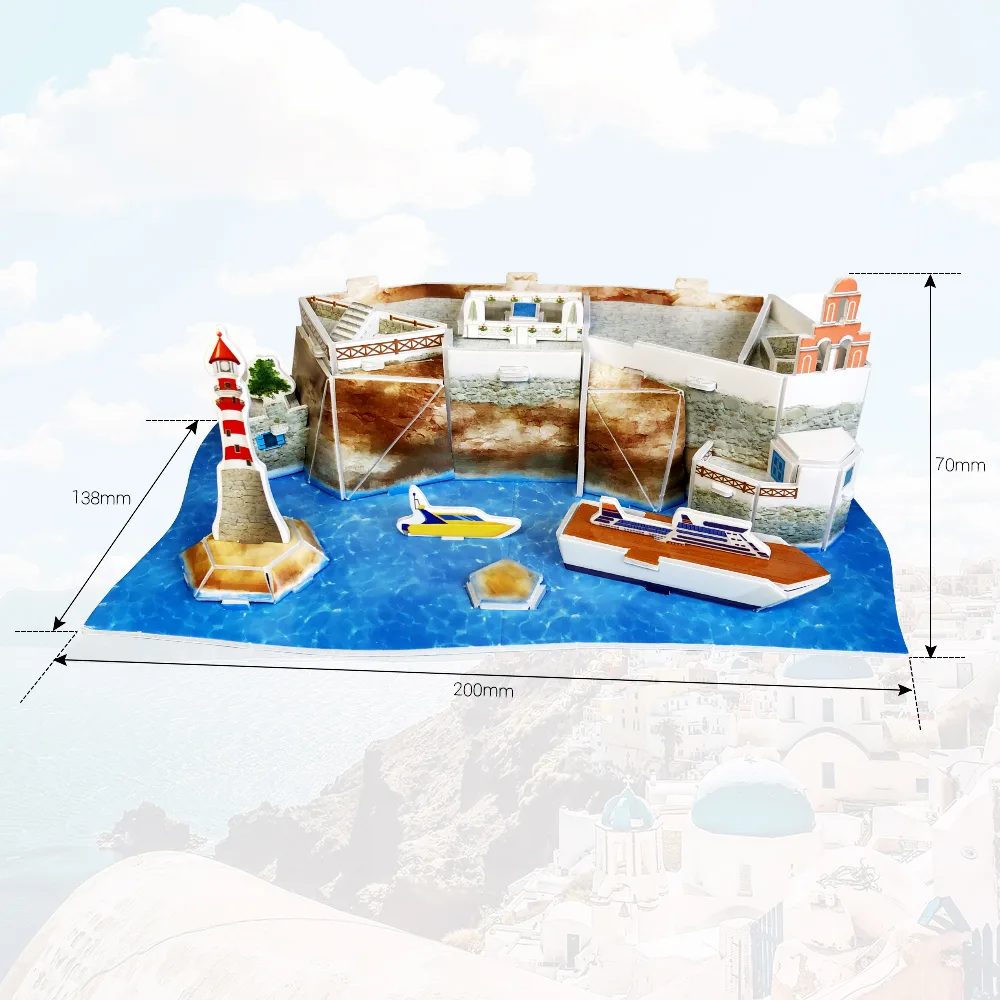 Casse-tête 3D Magnifique Îles de Grèce Santorini A - Monument historique - Joyeux - Plage (29 pcs) – Image 3