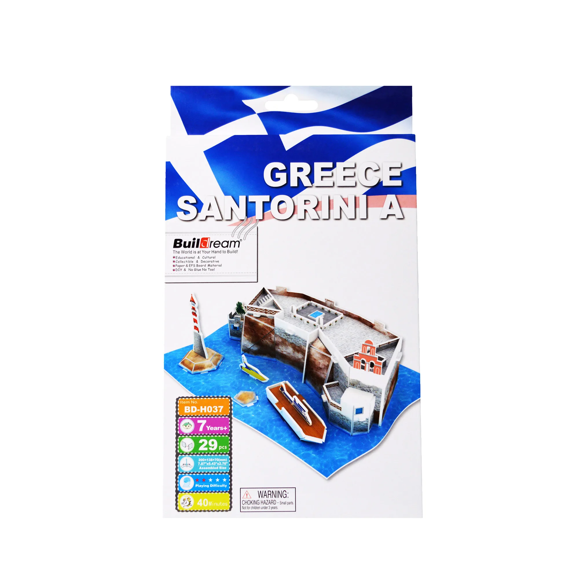 Casse-tête 3D Magnifique Îles de Grèce Santorini A - Monument historique - Joyeux - Plage (29 pcs)