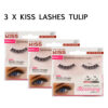 KISS Eyelashes Lot (3 pairs) Blooming LASH with Glue Natural Soft 3D Long Volume Faux False Lashes Adhesive (TULIP)