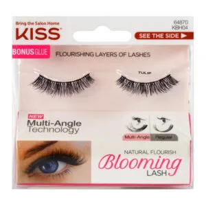 KISS Eyelashes Blooming LASH *with Glue* Natural Soft 3D Long Volume Faux False Lashes Adhesive (TULIP)