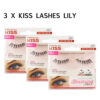 KISS Eyelashes Lot (3 pairs) Blooming LASH with Glue Natural Soft 3D Long Volume Faux False Lashes Adhesive (LILY)
