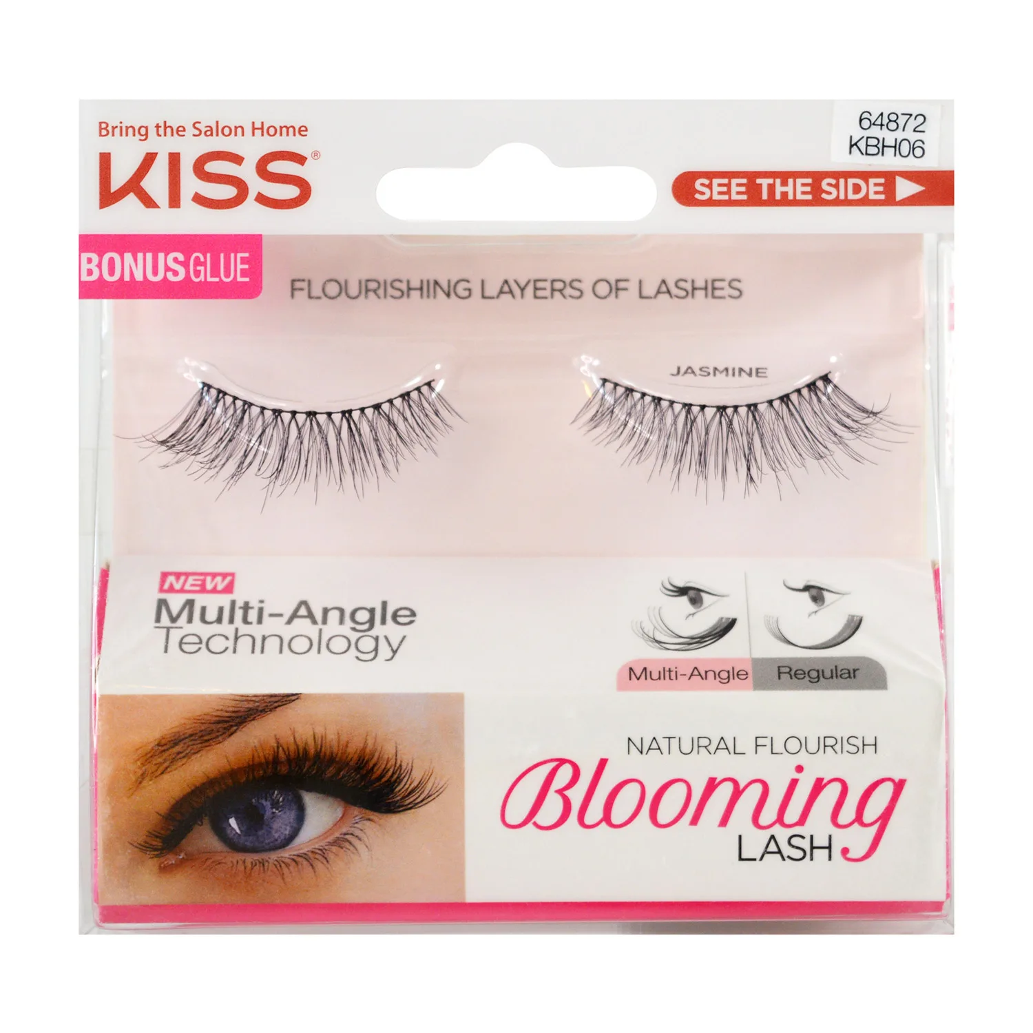 KISS Eyelashes Lot (3 pairs) Blooming LASH *with Glue* Natural Soft 3D Long Volume Faux False Lashes Adhesive (JASMINE) - Image 3